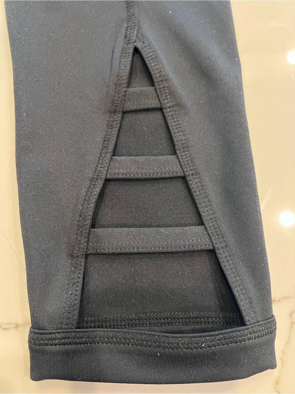 Zella Black Leggings with Lower Ladder Cutout Detail